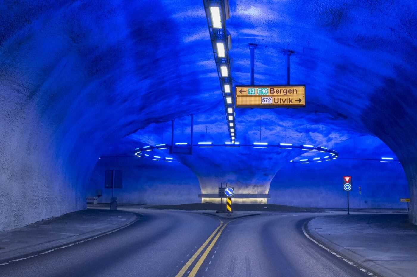 Lighting effects in the longest road tunnel in the world