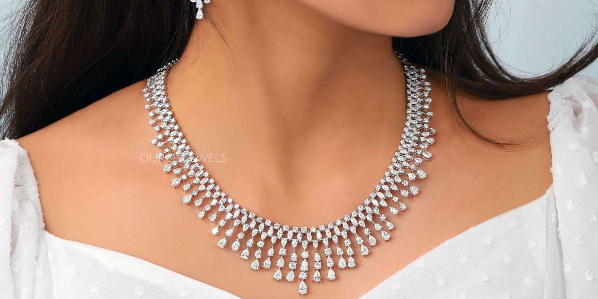 Diamond Choker Necklace 18K White Gold Choker Chain