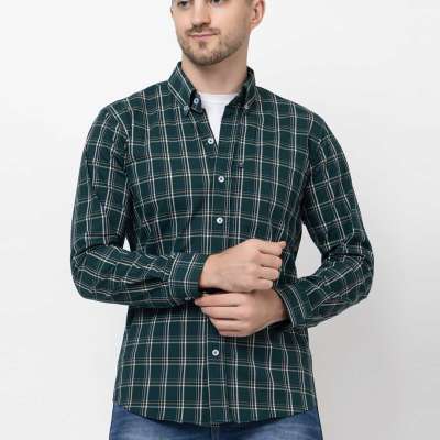 Green Check Casual Shirt For Men Online Profile Picture