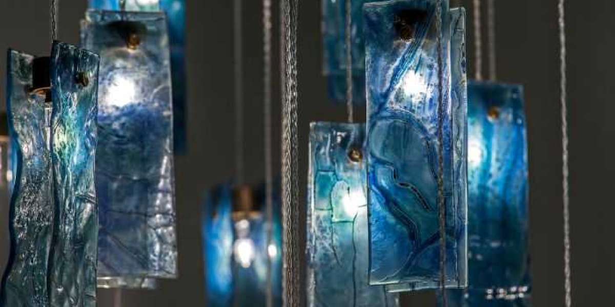 Blue Glass Chandelier